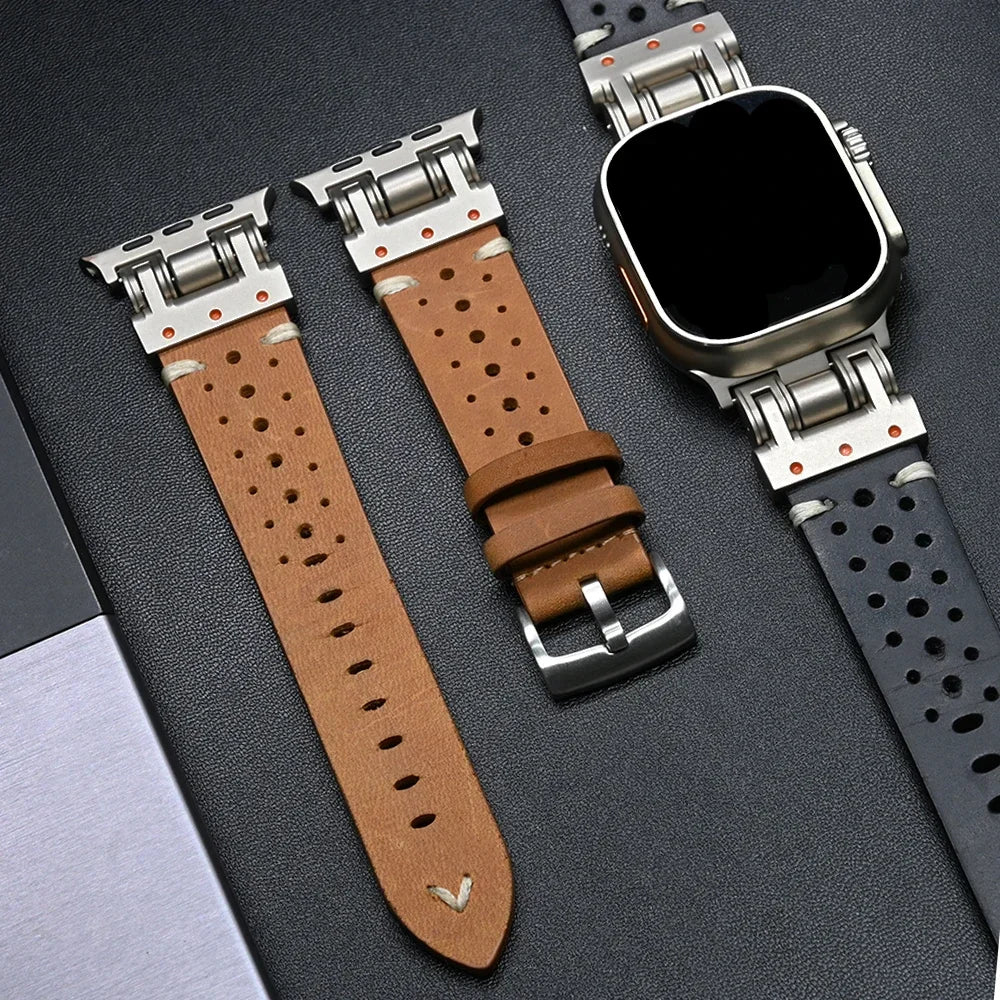 Luxury Metal Leather Band for Apple Watch