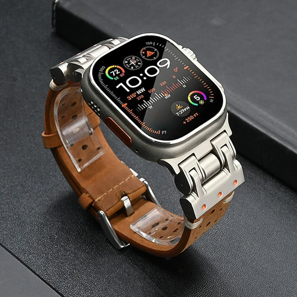 Luxury Metal Leather Band for Apple Watch