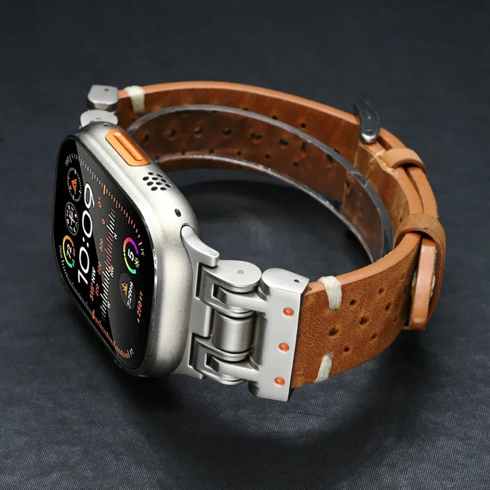 Luxury Metal Leather Band for Apple Watch